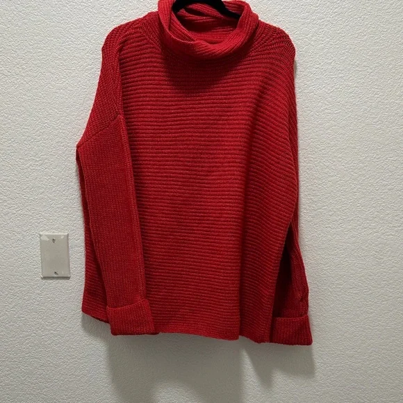 Pilcro Red Chunky Knit Turtleneck Sweater - Picture 2 of 6